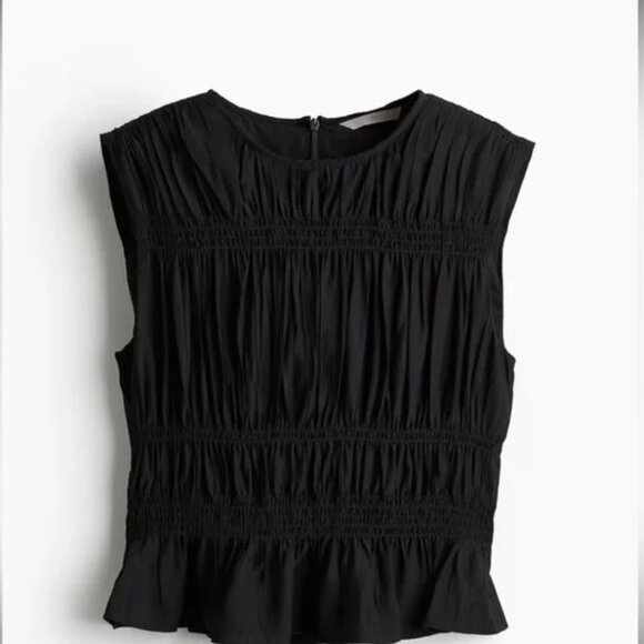 H&M smocked sleeveless top - black - M - NWOT - Picture 1 of 7